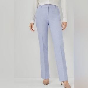 NWT!!Ann Taylor The Straight Pant Mid Rise Curvy,Cross Weave in Deep Wisteria